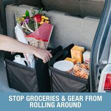 CleverMade Double Trunk Caddy 46L – Collapsible Trunk Organizer For SUV With Flex-Frame Structure, Connectable Car Storage Basket For Groceries & Cargo – Midnight Black - 1 - View 2