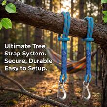 122lbs Heavy Duty Nylon Hammock Hanging Straps With Hooks And Adjustable Swing Accessories - Blue/Green Outdoor Tree Friendly Straps, Suitable For Hammocks, Chairs, Swings, Porches - Compatible With Trees, Gardens, Doors (No Tools Required), Rocking Chairs, Hammock Ropes - Multicolor - View 3
