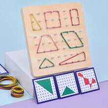 Montessori Creative Graphic Rubber Lacing Wooden Toy Educational Preschool Material, Ages 5-7 - Multicolor - View 7