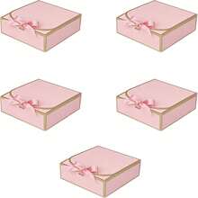 10pcs Set Lidded Gift Box, Gold Trim Pink Box, Size 10.6 X 7.8 X 3.1 Inches, With Pink Ribbon, Suitable For Bridesmaid Invitation, Wedding Gift, Birthday Gift, Party Favor, Decor, Valentine's Day, Bridal Box - Pink With Gold Trim - View 13