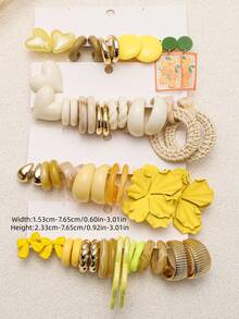 1-20 pares de juego de aretes surtidos al azar con diseños de gota, corazón, flor, letra, moneda vintage, geométrico, exagerado, caja ciega, adecuado para mujeres, Día de la Madre, San Valentín, Navidad, Año Nuevo, uso diario - Multicolor - Ver 4