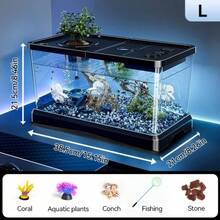 Sturdy Large Aquarium With A Lid - Clear, Leak-Resistant Design Suitable For Fish, Turtles, And Aquatic Plants, Perfect For Use In For Home Offices Or Classrooms, Featuring A Contemporary Rectangular Setup, Great For Christmas And Holiday Decor - M - View 6