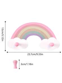 1pc Handmade Rainbow Cloud Shaped Wooden Wall Hook, Bohemian Style Wall Decor Hook Suitable For Kids Room And Towel Storage - Multicolor - View 6