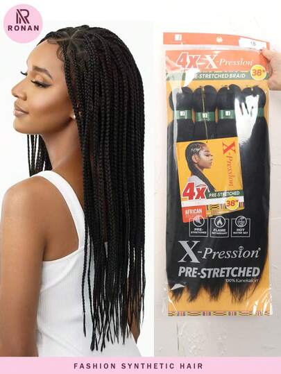 18Inch 4 Packs Pre-Stretched Braiding Hair Extensions, Premium Synthetic Crochet Hair With Braid Texture, Designed For