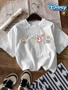 Disney Toy Story Retro Sticker T-Shirt, Featuring Hand Drawn Characters And Props, Exuding A Sense Of Nostalgia And Detail Print Pattern Summer Tops,Short-Sleeved Casual And Cute Style  Children's Clothing Design, Boy Clothes For Kids ,Ropa Para Niños,Boy Clothes For Kids,Graphic Tee, Summer Clothes,Perfect For Cool Boy. Comfortable And Breathable Children's Short-Sleeved T-Shirt. Comfortable And Casual Wear All Year Round 180g Pure Cotton Children's Clothes,Comfortable & Lightweight, Iconic Print For Mix-And-Match Outfits,Suitable For Both Boys And Girls. - White - View 2
