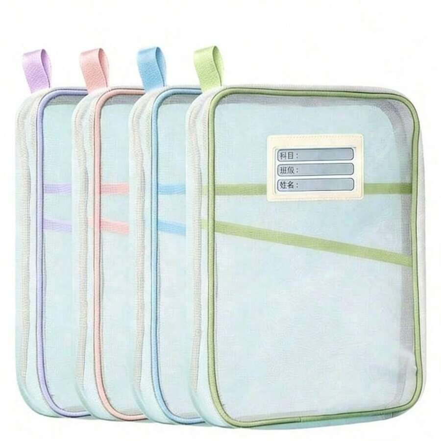 Bolsa de Asignatura A4, Capacidad Grande de 3 Capas, Almacena Fácilmente Exámenes y Folletos. Apertura Grande en Forma de L, Malla Transparente, Organización de la Sala de Estudio a Simple Vista. Herramienta de Clasificación de Asignaturas, Adecuada para Sala de Exámenes y Aprendizaje Diario - Conjuntos - Ver 1