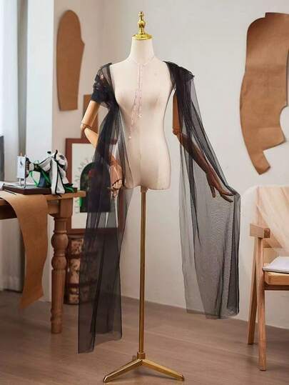 欧美风格新娘优雅薄纱披肩，奢华婚纱配饰，百搭披肩