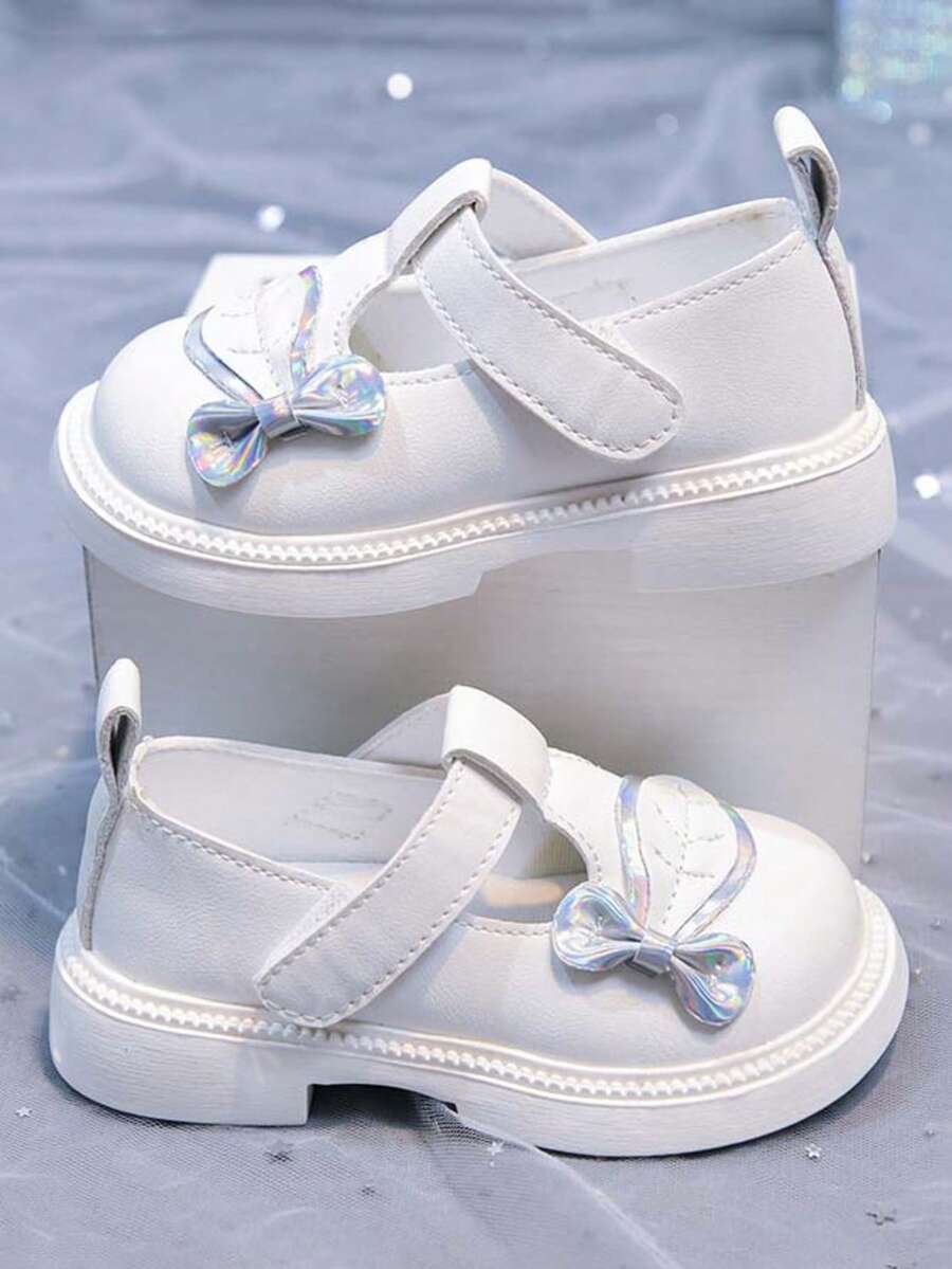 1 Par de Sapatos Rasteiros Infantis com Estampa Floral, Bico Baixo, Estilo Princesa, Sola Macia e Antiderrapante, Versáteis e Casuais para Todas as Estações - Bege - Ver 1
