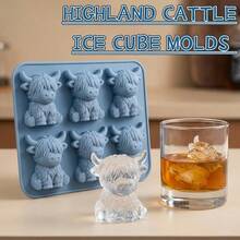 1pc Mini Highland Cow 3D Mold, Cute Stereoscopic Ice Cubes Suitable For Drinks, Parties And Gifts, Made Of Durable Silicone Material, Blue Highland Cow Design, 3D Realistic Mold, Easy To Demold, Soft And Durable, Reusable And Easy To Clean - 1pc - Blue Ice Cube - View 3