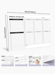 1 Peça Bloco de Planejador Semanal de Tarefas, Planejador Semanal Não Datado 8,5" x 11" com Prioridades e Notas, 52 Folhas Fáceis de Destacar, Ferramentas de Produtividade de Mesa Minimalistas para Trabalho, Escola, Suprimentos de Escritório, Presente de Apreciação de Professor, Presentes para Adultos, Presente do Dia das Mães - A4 - Visão 5