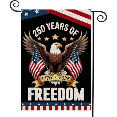 깃대 없음, 250주년 미국 정원 깃발, 250주년 미국 애국적인 7월 4일 독수리 디자인 양면 배너, 1776-2026 기념