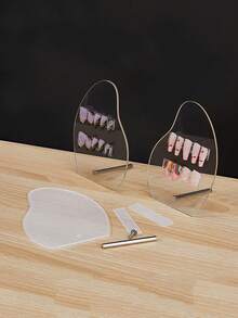 Hai tấm trưng bày móng giả acrylic hình dạng không đều, giá trưng bày sơn móng tay trong suốt, giá trưng bày dụng cụ làm móng. - Trong sáng - Xem 4