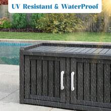 2-Tier Storage Bench, Waterproof UV-Resistant Outdoor Shoe Storage Cabinet With 2 Doors & Adjustable Shelves For Indoor Outdoor Entryway, Hallway, Living Room (Black) - 黑色 - 查看 5