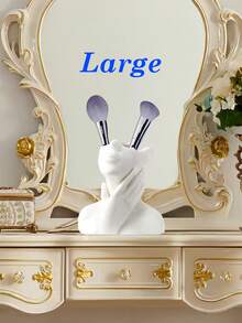 1 Piece Minimalist Aesthetic Face Sculpture Makeup Organizer For Bathroom & Makeup Station - White - View 13