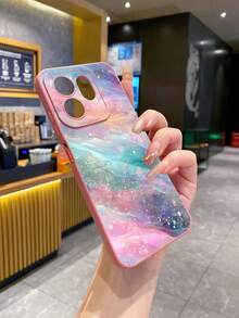 1 pieza Funda de teléfono a prueba de golpes con patrón de ola de agua compatible con Apple/Galaxy - Rosa - Ver 8