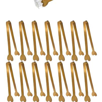 6pcs Stainless Steel Gold Heart-Shaped Small Clips, Luxury Ice Clips, Suitable For Cafes, Weddings And Tea Parties, Cute Heart Shape, Perfect For New Year, Mother's Day, Birthday, Wedding, Bridal Shower, Party Supplies