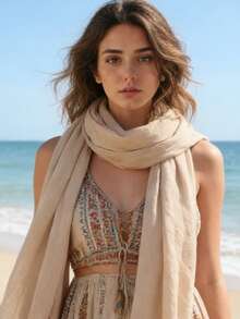 1 Stück Damen einfarbiger Balinese Chiffon Leichtgewicht Schal, minimalistisch elegantes dünnes Strandtuch, vielseitig verwendbares Kopftuch, geeignet für Reisen, Urlaub, Dates und täglichen Gebrauch, Feiertage - Verschiedenfarbig - Übersicht 2