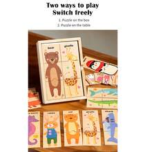 Educational Animal Puzzle Shape Matching Game For Children, Cognitive Training Toy, Family Wooden Puzzle - Multicolor - View 8