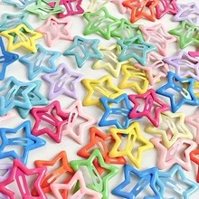 50/100pcs Y2K Star Hair Clips - Hollow Cute Metal Non-Slip Star Bangs Clips, Pastel & Neon Color Pointed Design, Suitable For Women Daily Hairstyles, Ponytail, Bun, Chignon - Color Mixing - View 3