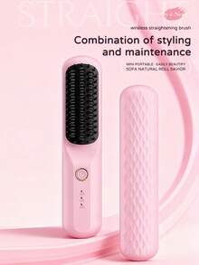 Nuevo peine alisador recargable por USB, peine inalámbrico portátil de 2 en 1 para alisar y rizar con iones negativos, capacidad de batería de 180mAh, herramienta de belleza para regalo de vacaciones, diseño de moda duradero - Multicolor - Ver 3