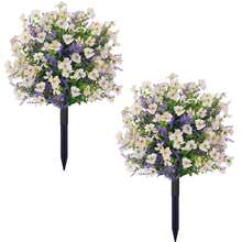 1pc Artificial Flower Stake Decor, Suitable For Outdoor Spring/Summer Decoration, Realistic Silk Daisy & Eucalyptus Flower Appearance, UV-Resistant, Applicable For Porch, Home, Indoor, Balcony, Yard And Other Decorations - Multicolor - View 3