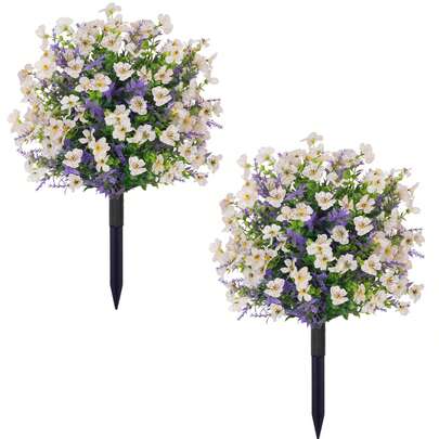 1pc Artificial Flower Stake Decor, Suitable For Outdoor Spring/Summer Decoration, Realistic Silk Daisy & Eucalyptus Flower Appearance, UV-Resistant, Applicable For Porch, Home, Indoor, Balcony, Yard And Other Decorations