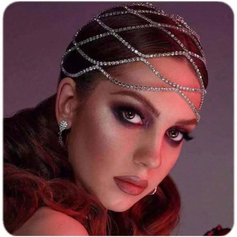 Rhinestone Cap Headpiece For Women Crystal Tassel Hair Accessories Belly Cap Headpieces Wedding Bridal Head - Nhân Mã - Xem 1