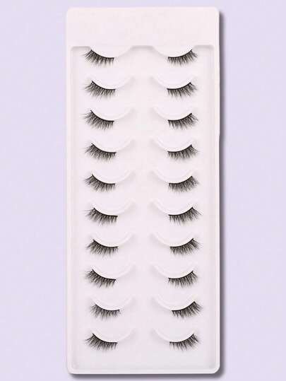 10 Pairs Cat Eye Half-Eye Elongated Eyelashes, Enlarging Eye Size, Suitable For Festivals, Vacations, Dates And Other Occasions