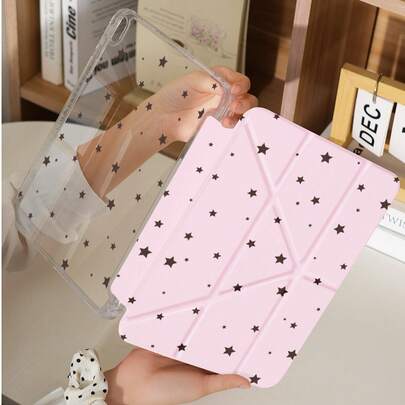 1个星形图案平板保护套，带Y型折叠支架，多角度旋转支撑，兼容iPad 2025/第十代/10.2英寸、iPad Pro 11英寸（2021/2020款）、iPad mini 6/7英寸、Galaxy Tab A8 10.5英寸等机型，内置笔槽，防摔，带自动休眠/唤醒功能的平板支架保护套，是馈赠亲友的理想之选。