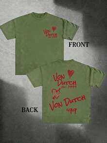 1pcs Women's Double-Sided Printing Von Dutchh Heart Logo With Key And Year 1999 Fabric Soft & Skin-Friendly Unisex Style Gifts For Spring Festival, Valentine's Day, St. Patrick's Day & World Cup-Van Dutch Dragon Print Women T Shirt Classic Americana Style Graphic Tee,Summer Outfits,Vacation Outfits Women,Summer Outfits For Women,Spring Outfits For Women,Summer Tops,St Pattys Day Outfit,Easter Outfit Women - 綠色 - 查看 12