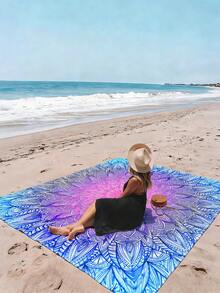 1pc New Outdoor Waterproof Anti-Sand Digital Printed Picnic Mat/Beach Towel, Fashionable And Fresh Pattern, Suitable For Camping And Picnics (100g Fabric Weight) - Multicolor - View 2
