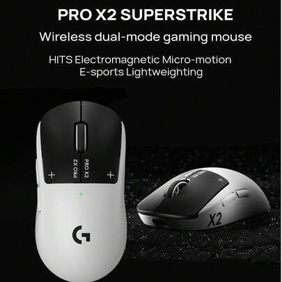 Logitech PRO X2 SUPERSTRIKE draadloze gamingmuis, GPW5, HITS elektromagnetische microschakelaars, lichtgewicht (61 g) voor e-sportgebruik, mechanische macro-RT-trigger, geschikt als cadeau.