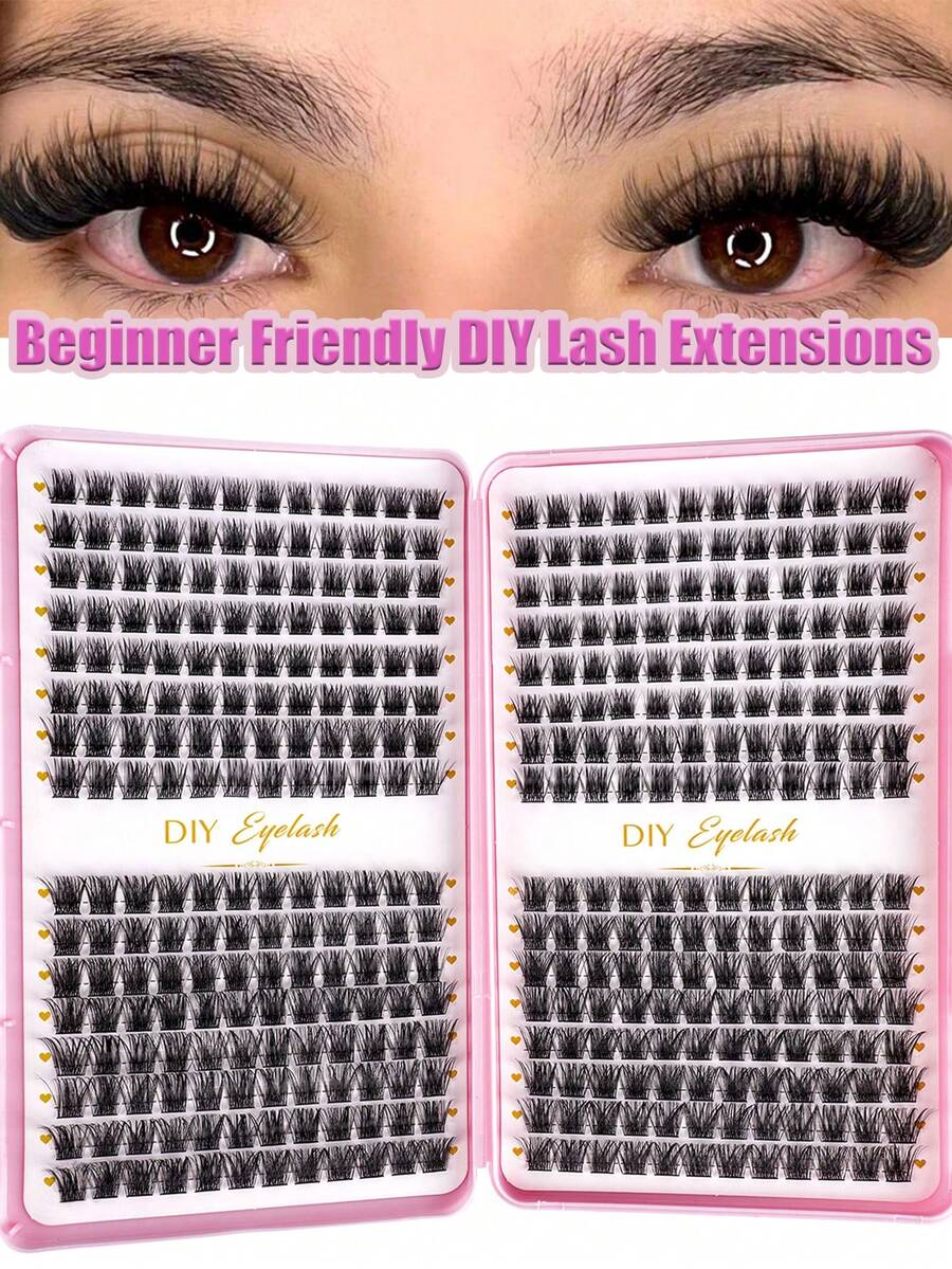 384片4款簇状假睫毛，个人簇状假睫毛嫁接套装，柔软蓬松假睫毛DIY套装，可重复使用，自然妆效，10-16毫米睫毛簇，睫毛簇，单根假睫毛，假睫毛