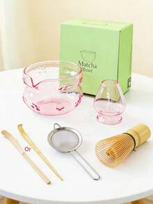 Bộ 2/5 món dụng cụ đánh trà Matcha hình bướm bằng thủy tinh - Bát trà Matcha kiểu Nhật, dụng cụ đánh trà Matcha bằng tre, rây lọc trà, thìa, lưới lọc, giá đỡ dụng cụ đánh trà, bộ dụng cụ hoàn hảo cho người mới bắt đầu thưởng thức trà Matcha. - Nhiều màu - Xem 15