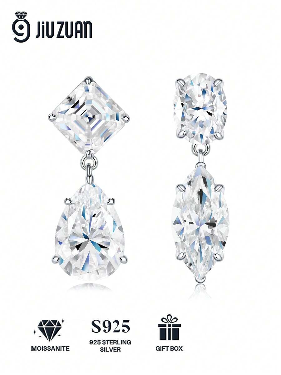 Bông tai Moissanite bạc 925, không gây dị ứng, thiết kế tối giản sang trọng, chống oxy hóa, đa năng, quà tặng cho Ngày Valentine, Ngày của Mẹ, đám cưới, lễ đính hôn, sinh nhật, kèm hộp quà và giấy chứng nhận.