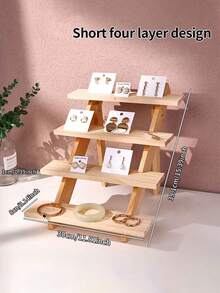 Soporte de exhibición de madera maciza para joyería, perfumes y ornamentos. Estantería de almacenamiento para trabajos de arte y manualidades de jardín de infantes. Organizador de escritorio para exhibición de joyería - Multicolor - Ver 11