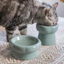 陶瓷猫狗碗，宠物食品和水碗，适用于猫和小型犬，多种颜色可选 - 白色的 - 查看 2