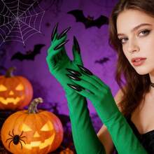 1件装女士黑色猫爪造型手套配饰 - 趣味动物手套，带长指甲/爪子，嘉年华派对服装角色扮演 - 彩色 - 查看 3