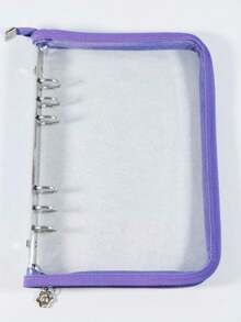 A5-pärm med dragkedja, anteckningsbok med glänsande omslag, transparent PVC-album, gör-det-själv 10-pack refill-innersidor, skolstart - flerfärgad - Visa 4