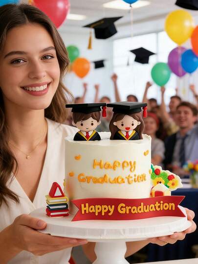 1 Set Graduation Doctoral Gown Cake Topper Decorations, Valedictorian Cake Decor For Graduation Party, Graduation Ceremony Cake Topper, Graduation Party Favors, Graduation Surprise Cake Gift, Graduation Photo Prop, Graduation Atmosphere Decor, Birthday Party Cake Decor