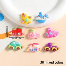 10/20/30pcs Cartoon Train, Ship, Airplane Transportation Resin Accessories, Suitable For Jewelry Making, Hair Clip & Hair Band DIY Materials - Random Mix - Transportation - View 15