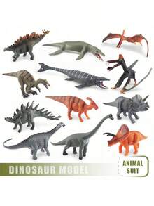 Set de 12 piezas de juguetes con modelos de dinosaurios del Jurásico para decoración de habitación, incluye 3 Tyrannosaurios Rex, máscaras de dinosaurio y un kit de excavación de dinosaurios - Multicolor - Ver 6