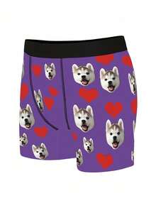 Customized Face Corner Underwear With Pictures, Personalized Face Photo Corner Underwear, Fun Underwear With Faces, And Fun Prank Gifts For Fathers/Husbands/Boyfriends - Purple - View 3
