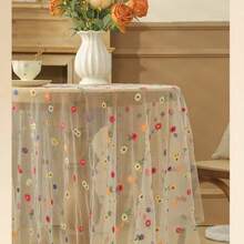 Pastoral Style Embroidered Floral Lace Tablecloth, Decorative For Bedroom, Dining Room, Dining Table - Floral Lace Tablecloth - View 7