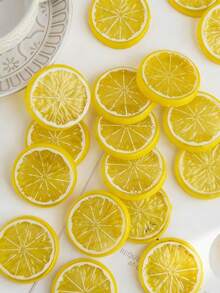 5/10/20pcs Artificial Plastic Lemon Slices, Suitable For Spring Wedding, Mother's Day, Valentine's Day, Vase Decor, Home, Dining Room, Bedroom Decor, Holiday Birthday Party Supplies, Outdoor Garden Decor, Graduation Gift, Fake Plants - Yellow - View 3