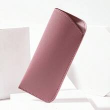 1 hộp đựng kính mắt bằng da PU mềm mại, di động, túi đựng kính thời trang, hộp bảo vệ kính mắt tối giản, quà tặng cho nữ và sinh viên. - Màu Hồng  San hô - Xem 1