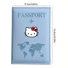 SANRIO 1pc Cute & Fashionable Hello Kitty Pattern Passport Holder, Suitable For Men And Women, Travel Essential, Designed With Letter, Plane And World Map, Perfect Gift For Fans - Multicolor - View 3