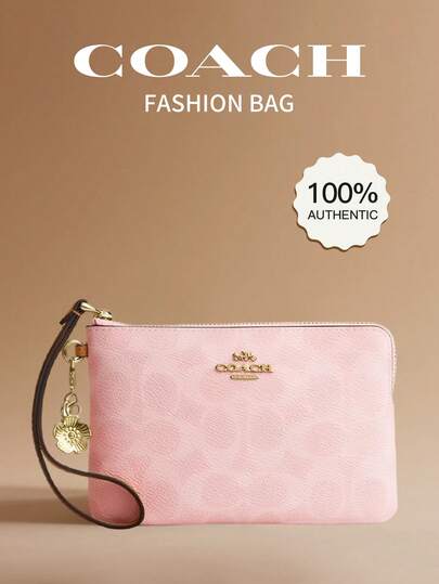 Coach Ví nữ 16 thẻ có khóa kéo, ví cầm tay, ví nhỏ, ví đeo cổ tay, quà tặng cho phái nữ.