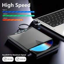 Portable 7-In-1 External CD DVD Drive USB 3.0 Type-C CD/DVD Burner Reader Writer With USB Hub SD TF Card Reader Compatible With Laptop PC Windows Linux Operating Systems - View 4