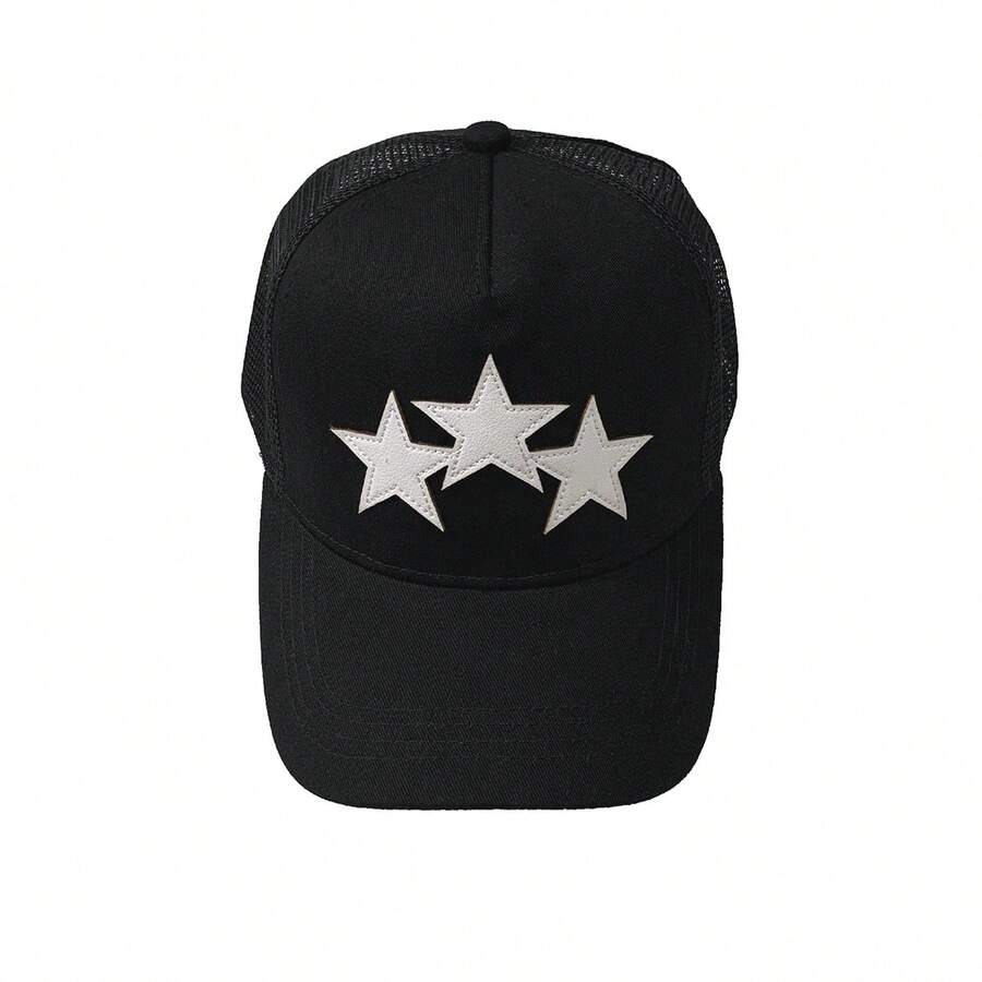 1顶男士嘻哈字母可调节透气网眼棒球帽 - 黑色 - 查看 1